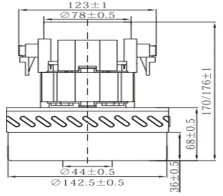 Вакуумный мотор V4Z-A30-D (1200Вт, 220В, D-143мм, H-177мм, h-69мм, алюм) RC