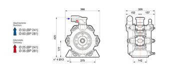 Мембранный насос Comet BP281 (20 бар, 248 л/мин, ВОМ 1&quot;3/8)