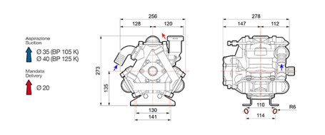 Мембранный насос Comet BP125 D 1&quot; (20 бар, 117 л/мин, ВОМ 1&quot;3/8)