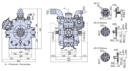 Мембранный насос AR 250 BP C/С (NBR, 20бар, 254.4л/мин, ВОМ 1&quot;⅜)