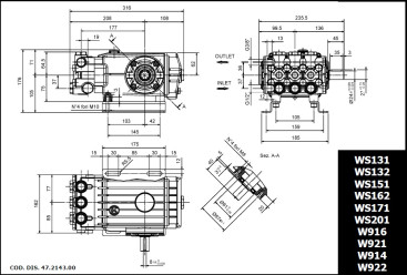 Насос высокого давления TOR 47ser. WS151 (150бар, 15л/мин, 1450 об/мин)