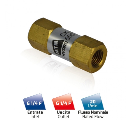 Обратный клапан MTM CK500 (1/4г-г, 310бар, 20л/мин, лат)