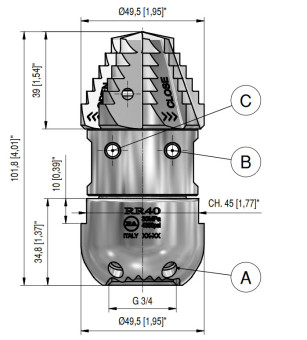 Форсунка каналопромывочная PA RR-TF (30, 3/4&quot;г, вращ)