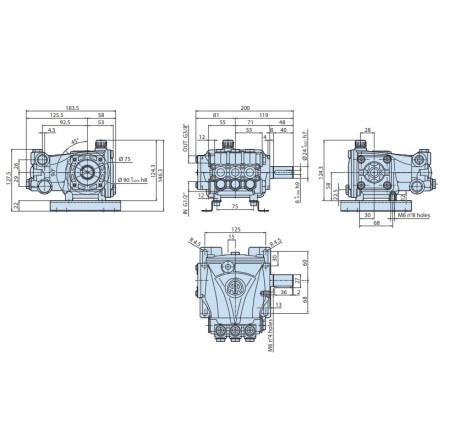 Насос высокого давления Annovi Reverberi RC 14.20 N (200бар, 14л/мин, 1450об/мин)
