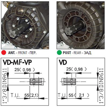Насос мембранный Bertolini PBO 1 1100 VD (50бар, 106л/мин, ВОМ, 1&quot;3/8, 2х-сторонний)