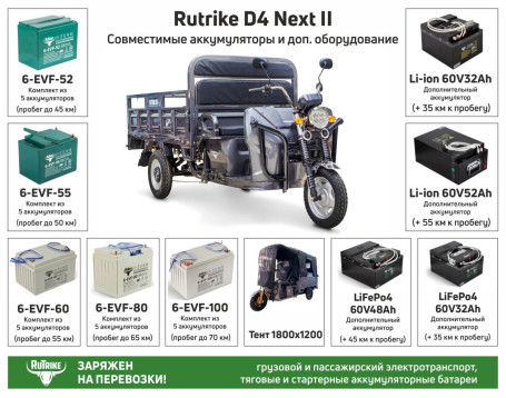 Трицикл электрический Rutrike D4 NEXT II 60V1500W (синий)