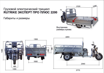 Трицикл электрический Rutrike Эксперт ПРО Плюс 2200 (серый)