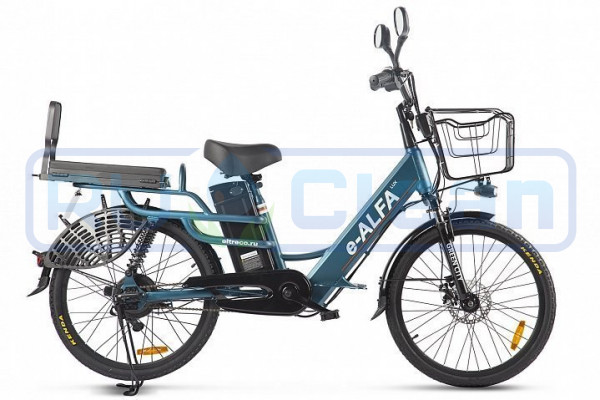 Электровелосипед GREEN CITY e-ALFA LUX (сине-серый матовый)