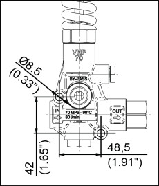 Регулятор давления Mecline VHP70 EASY START (700бар, 80л/мин, 1/2г-г, By-pass 1/2г, нерж)