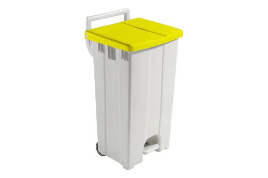 Контейнер мусорный TTS Derby (90л, желтая крышка, серый)