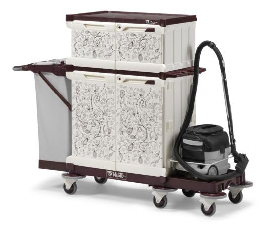 Тележка TTS MagicArt 262-X Safety Plus (подставка пылесоса, закрытая, рис. ANTHEA, держ. мешка)