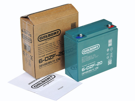 Тяговый аккумулятор Gelbert 6-DZF-20 (12В, 22,5Ач, AGM)