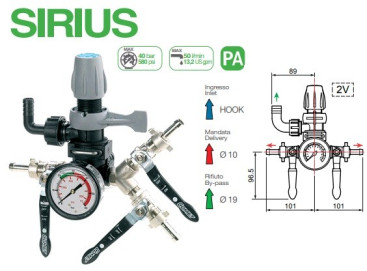 Узел управления Comet SIRIUS (30бар, 40л/мин, с манометром)