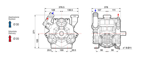 Мембранный насос Comet BP75 (20 бар, 67 л/мин, полый вал 30 мм)