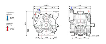 Мембранный насос Comet BP75 (20 бар, 67 л/мин, ВОМ 1&quot;3/8)