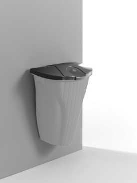 Ведро мусорное TTS Wall-Up (50л, настенное, серое, крышка серый)