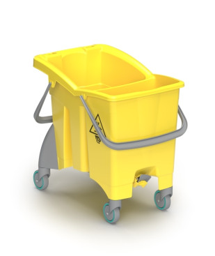 Ведро TTS ActionPro (30 л, перегородка, колеса, 2 сливных отверстия, желтый)