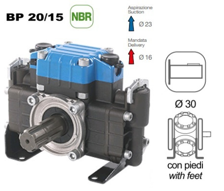 Мембранный насос Comet BP20/15 (15 бар, 18,7 л/мин, полый вал 30 мм-ВОМ 1&quot;3/8)