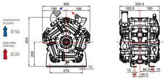 Мембранный насос Comet BPS260 (249л/мин, 20бар, вал ВОМ 1&quot;3/8, внутр. Д 25мм)
