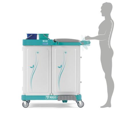 Тележка TTS Magic System 760G (ручка, 2х20л, 4х4л, закр. 2 выдв. ящик, держ. мешка 150л)