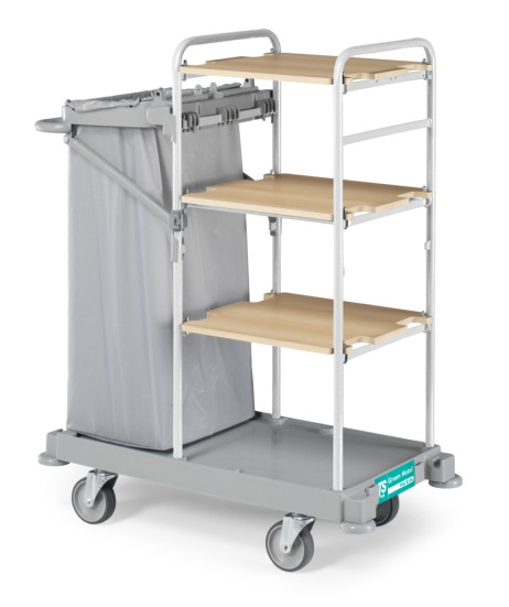 Тележка TTS GREEN HOTEL 941 (4 полки, держ. мешка, колеса D150мм)
