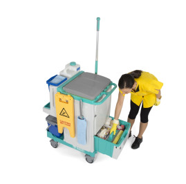 Тележка TTS Magic System 850V (2х20л, дозатор, выдв. ящик, держ. мешка 90л)