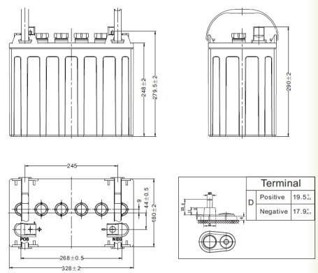 Тяговый аккумулятор LEOCH DT 1275 (12В, 150Ач, WET)