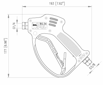 Пистолет высокого давления RL26 (3/8"ш-1/4"г, 250бар, дренаж пост) PA