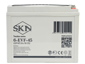 Тяговый аккумулятор SKN 6-EVF-45 (12В, 47.5Ач, AGM)