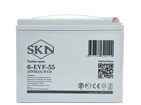 Тяговый аккумулятор SKN 6-EVF-55 (12В, 58,5Ач, AGM)