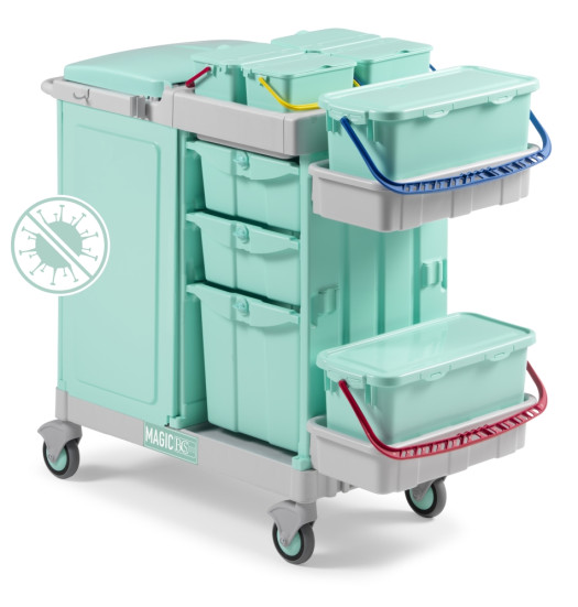 Тележка TTS Magic BCS 790P (антибакт., закрытая, ящики, держ. мешка 150л)