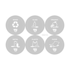 Набор наклеек TTS для раздельного сбора мусора (для конт. Lindy, Moji, 6 шт)