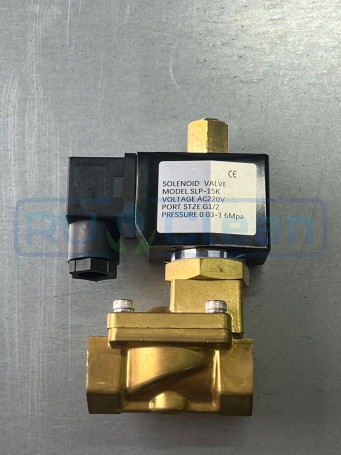 Клапан электромагнитный 0200D (16бар, 1/2&quot;г-г, норм.откр, латунь, 220В) TOR