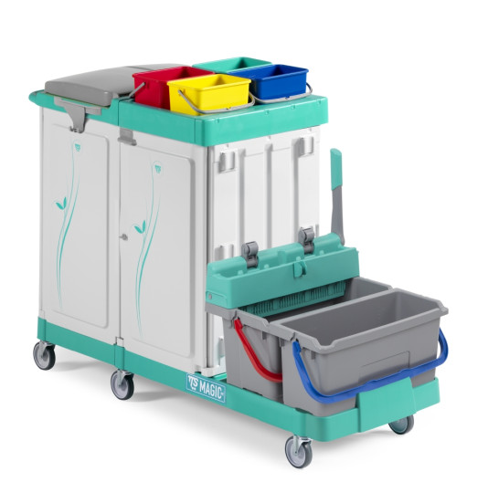 Тележка TTS Magic Line 350E7 (закрытая, 25л, 17л, 4х4л, отжим, держ. мешка 150л)