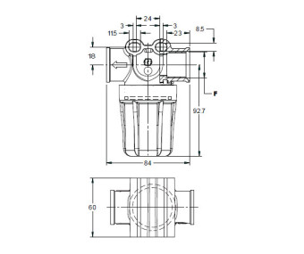 Фильтр для воды (150мкм, 1/2"г-г, 10бар, креп.отв.) Tecomec
