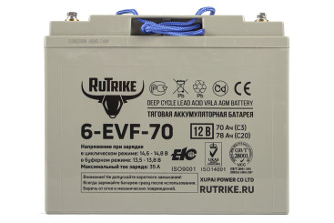 Тяговый аккумулятор RuTrike 6-EVF-70 (12V, 70A/h, AGM)
