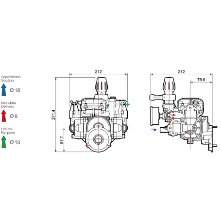 Мембранный насос Comet MC 25 (25 бар, 18.5 л/мин, эл. мотор)