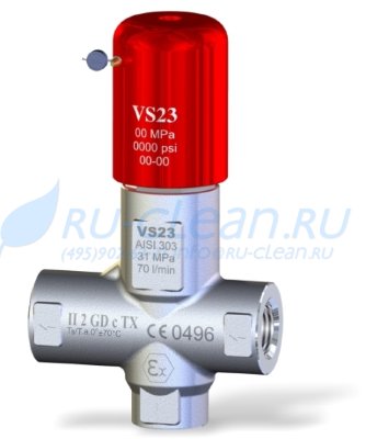 Клапан предохранительный PA VS23-280-200° (280бар, 70л/мин, 1/2"г-1/2"г, By-pass 1/2"г, нерж)