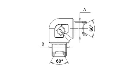 Переходник угловой 3/8ш-1/2ш Tecomec