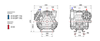 Мембранный насос Comet BP115 (20 бар, 110 л/мин, ВОМ 1&quot;3/8)